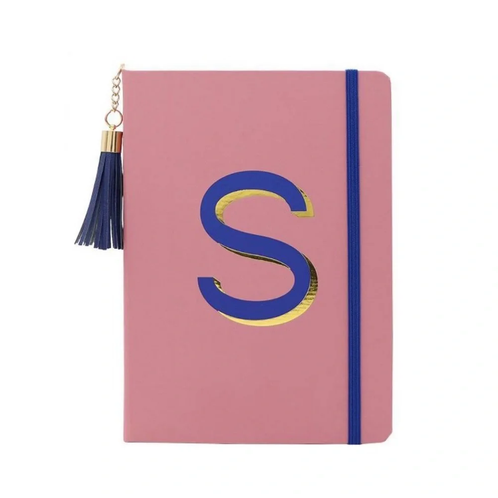 NWT College Ruled monogrammed gold leaf Journal with tassel